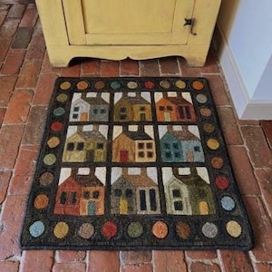 NINE PATCH HOUSES - Rug Hooking Pattern Designed by Therese Shick