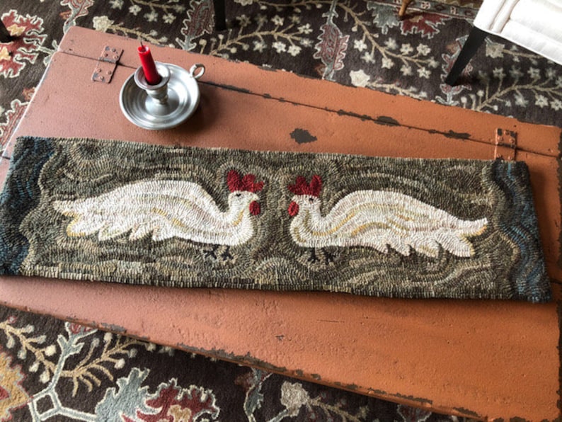 A Couple PRIM HENS Rug Hooking Pattern Designed by Therese Etsy