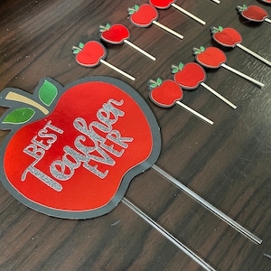 Best Teacher Ever Cake Topper, Apple cake topper, teacher appreciation topper, Red cake topper, Best Teacher, teacher cake topper