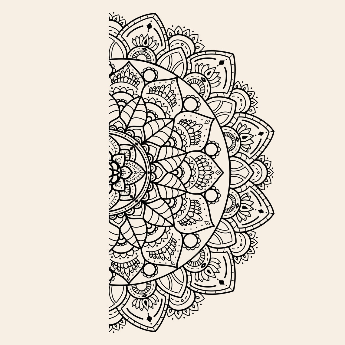 Half Mandala SVG PNG Cut File Cricut Design Silhouette | Etsy