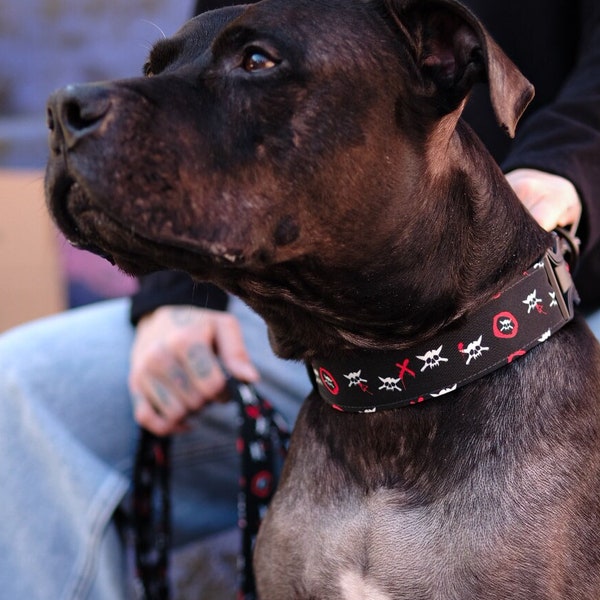 Skull dog collar,hardcore dog collar,black dog collar,halloween dog collar,knife dog collar,male dog collar,gift for dogs,puppy dog collar