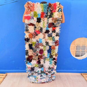 Unique Boucherouite Rug 5&#39;7&quot; x 2&#39;3&quot; : Azilal Rug Vintage Wool Berber Rug Tapis Berbere Vintage Moroccan Berber Rug