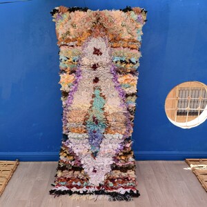 Glamorous Boucherouite Rug 6&#39;1&quot; x 2&#39;4&quot; : Vintage Moroccan Rug Boucherouite Rug Vintage Tribal Rug Azilal Berber Rug