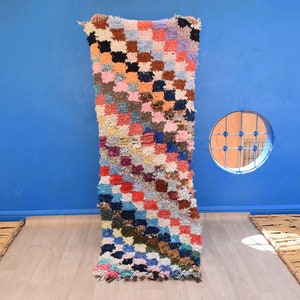 Comfortable Moroccan Rug 6&#39; 6&quot; x 2&#39; 4&quot;: Azilal Rug High Atlas Rug Berber Boucherouite Vintage Moroccan Rug Tribal Berber Rug Wool Berber Rug