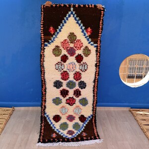 Gorgeous Boucherouite Rug 6&#39;3&quot; x 2&#39;5&quot; : Moroccan Shag Rug Wool Berber Rug Kilim Runner Berber Kilim Rug Old Rug Rag Rug