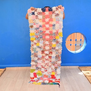 Superb Boucherouite Rug 5&#39;4&quot; x 2&#39;2&quot;: Vintage Moroccan Rug Vintage Boucherouite Tribal Berber Rug Rug Moroccan Vintage Berber Rug Azilal Rug