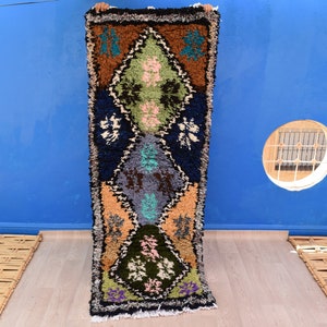 Attractive Moroccan Rug 6&#39;7&quot; x 2&#39;4&quot; : Berber Rug Kilim Antique Rug Handmade Rag Rug Boucherouite Rug High Atlas Rug