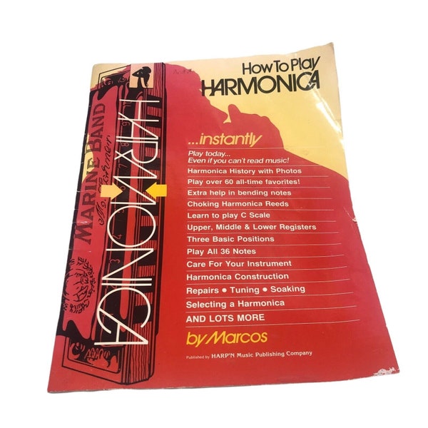 How to Play Harmonica Instantly Vintage 1985 Print Book Harp'n Music Educational Lessons Guide Sheet Music