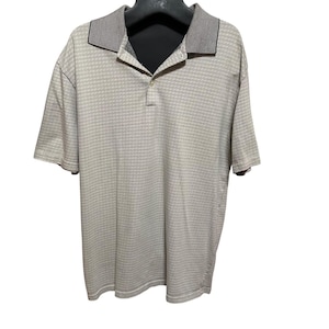 Men’s XL Claiborne Polo Shirt Gray Black Geometric Pattern Cotton-Polyester Blend Made in Peru