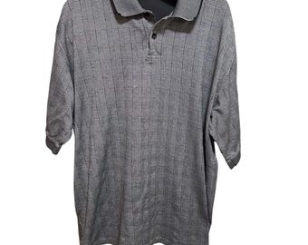 Levi’s Men’s Polo Shirt L Black White Plaid Cotton Short Sleeve Button Collar
