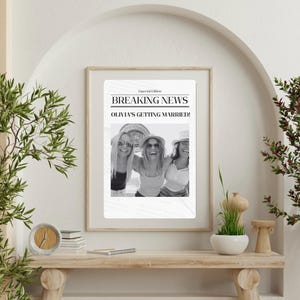Custom Bridal Shower Digital Newspaper | Personalized “Breaking News” Engagement Photo Gift | Bachelorette Announcement Printable