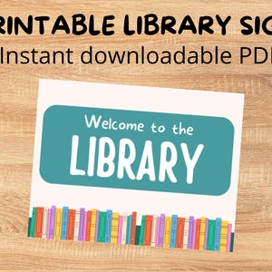 Printable Classroom Library Sign: Reading Corner Decor (PDF Download 8.5x11&quot;)