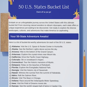 USA Travel Bucket List Printable: 50 States Checklist (A4 & Letter Sizes) (Digital Download