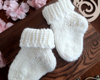 Chaussettes tricotées à la main pour nouveau-nés, chaussons pour bébé, chaussettes en tricot pour bébé, chaussettes en laine pour bébé, baby shower, chaussettes bébé en tricot, chaussettes en laine tricotées, chaussettes en laine tricotées à la main