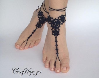 Barfuß Sandalen Häkelanleitung: Strandhochzeit Fußschmuck (PDF-Muster)