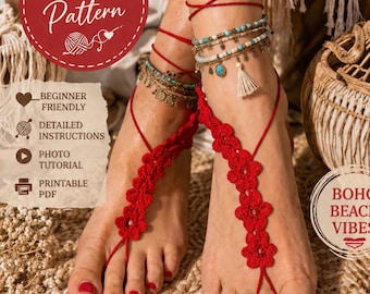 Crochet Barefoot Sandals Pattern: Beach Wedding Foot Jewelry (PDF Pattern)