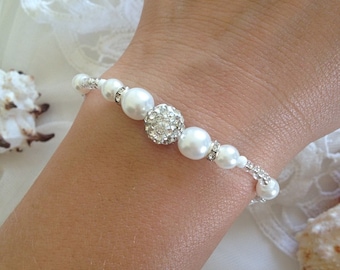 Pearl bridesmaid bracelet,Wedding bracelet,Beach wedding bracelet,Bridal jewelry,Bridesmaid gift,Wedding jewelry,Mother Of The Bride