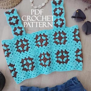 Crochet Easy Boho Tank Top Pattern on PDF File,Croche Granny Square Top Pattern,Boho Summer Festival Top Crop,Crochet Summer Top Pattern