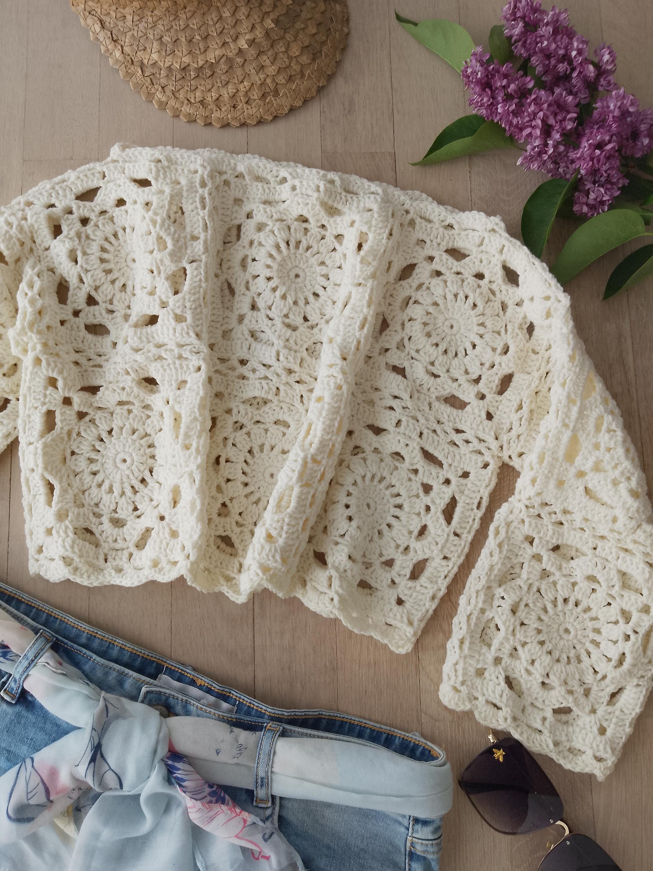 Ivory Crochet Top Pattern – Granny Square Boho Tank (PDF Pattern