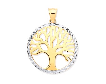árbol de la vida colgante collar 9k oro blanco y oro amarillo simple collar delicado, joyería de aniversario de cumpleaños, regalos de dama de honor para las mujeres