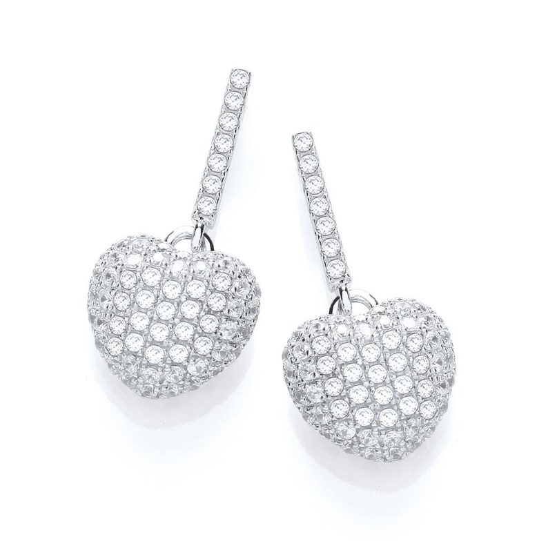 Hexyo Platinum on 925 Sterling Silver Drop Earrings White Diamond CZ Crystal Wedding Jewelry Gift for Women