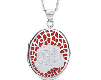 HEXYO Silver Oval Picture Locket Necklace Pendant 925 with Platinum finish with 18" chain Jewellery Gift for Her Gifts for Women