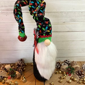Holiday Lights Gnome, Winter Gnome, Farmhouse Gnome, Whimsical Gnome, sock Gnome