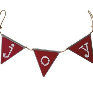 Joy Christmas Banner-Pennant Garland-Rustic Galvanized Metal FarmhouseChristmas Decor-Holiday Mantel Garland-Photo Backdrop-Photo Prop