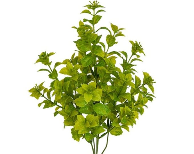 Artificial Fake Faux Mini Mint Leaf Bush/Spray/Pick/Stem-Kitchen Herbs-Kitchen Greenery-Kitchen Decor-Floral Supply-15"