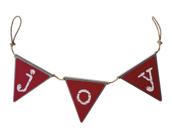Joy Christmas Banner-Pennant Garland-Rustic Galvanized Metal FarmhouseChristmas Decor-Holiday Mantel Garland-Photo Backdrop-Photo Prop