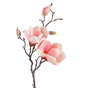 19" or 34" Artificial Faux Pink Magnolia Flower Spray/Stem/Pick-Summer Flower-Silk Flower-Vase Filler-Wreath Supply-Floral Supply