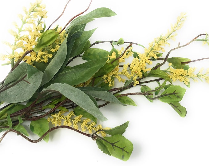 Artificial Mixed Greenery Yellow Spirea Flower Spray-Mixed Foliage Spray for Arrangements, Vase/Bouquet/Wreath Fillers-Floral Supply