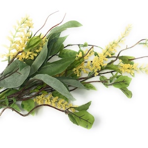 Artificial Mixed Greenery Yellow Spirea Flower Spray-Mixed Foliage Spray for Arrangements, Vase/Bouquet/Wreath Fillers-Floral Supply