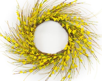 Forsythia Wreath for Front Door, Spring Wreath for Front Door, Summer Wreath, Farmhouse Wreath, Wispy Wreath