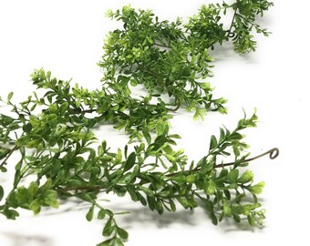 5FT Artificial Boxwood Greenery Garland with Flowering Buds, Mantel Garland, Home Decor, Table Centerpiece, Floral Supply