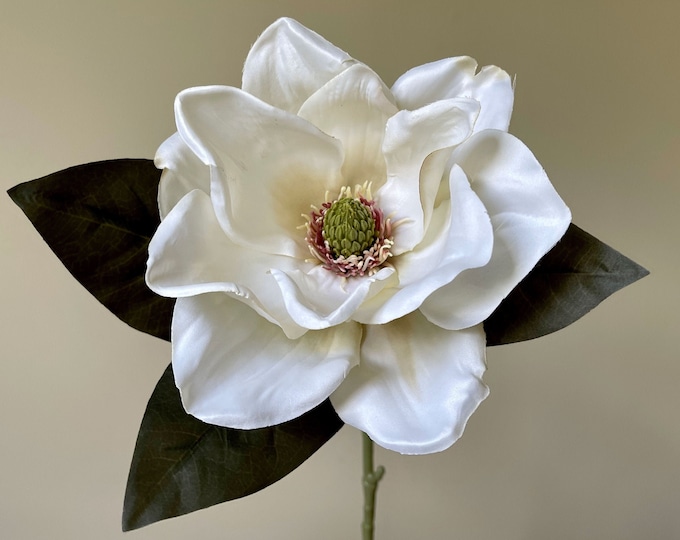 30" Artificial Magnolia, Faux Magnolia Flower Spray on Stem, Silk Flowers, Artificial Flowers, Vase Filler, Wreath Supply, Floral Supply