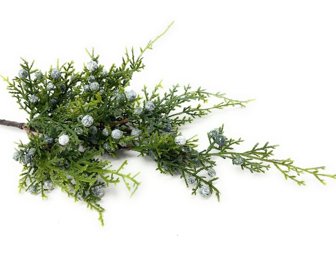 20" Faux Juniper Berry Stem, Christmas Greenery, Winter Greenery