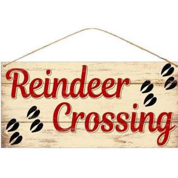 12" Metal Christmas Sign-Reindeer Crossing-Wreath Sign-Wreath Decor-Door Hanger-Wall Hanger-Wreath Sign-Wreath Attachment-Wreath Supply