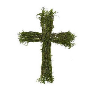 28" Easter Cross Wreath for Front Door or Wall Decor Rustic Twigs & Moss-Religious Cross Decor-Wall Hanging-Wreath Base/Supply-Floral Supply