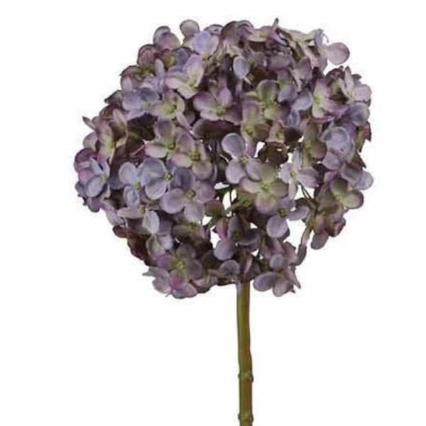 13" Real Touch Faux Hydrangea Flower on Stem, Silk Flower, Artificial Flower, Mauve Flower. Vase Filler, Floral Supply