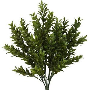 14" Artificial Greenery Bush/Plant/Spray/Stem-Ruscus Bush-Everyday Greenery-Vase & Bouquet Filler-Faux/Artificial Foliage-Floral Supply