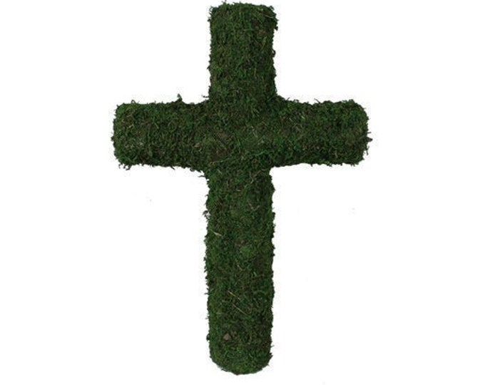 16" or 20" Moss Cross-Easter Cross Wreath Base for Front Door or Wall Decor-Religious Cross Decor-Wall Hanging-Wreath Supply-Floral Supply