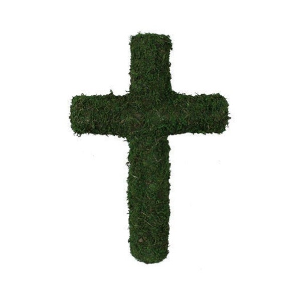 16" or 20" Moss Cross-Easter Cross Wreath Base for Front Door or Wall Decor-Religious Cross Decor-Wall Hanging-Wreath Supply-Floral Supply