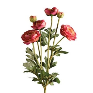 26" Artificial Ranunculus Buttercup Flower Stem/Pick/Spray-Faux Silk-Summer Flowers-Vase Filler-Wreath Supply-Floral Supply