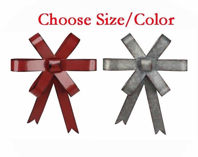Large Rustic Metal Indoor Outdoor Christmas Bow, DIY Craft Floral Supply, Choose 15" or 20" Long