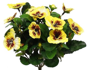 10" Artificial Pansy Spring Flower Bush for Floral Arrangements, Vase Bouquet Container Pot Wreath Fillers-Artificial Faux Flowers