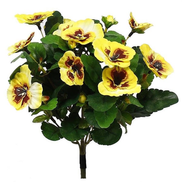 10" Artificial Pansy Spring Flower Bush for Floral Arrangements, Vase Bouquet Container Pot Wreath Fillers-Artificial Faux Flowers