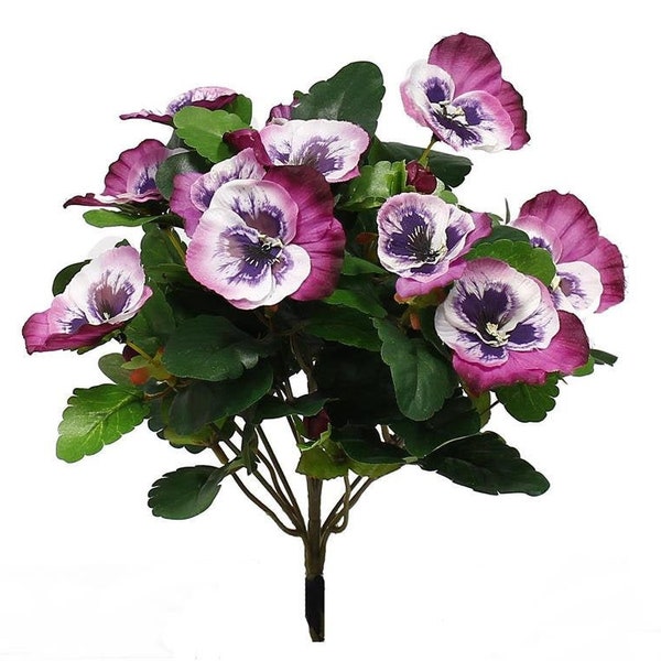 10" Artificial Pansy Spring Flower Bush for Floral Arrangements, Vase Bouquet Container Pot Wreath Fillers-Artificial Faux Flowers