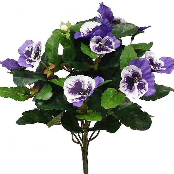 10" Artificial Pansy Spring Flower Bush for Floral Arrangements, Vase Bouquet Container Pot Wreath Fillers-Artificial Faux Flowers