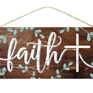 12.5" Faith Sign with Cross-Religious Sign-Christian Sign-Farmhouse Sign-Door/Wall Hanger-Wreath Decor-Wreath Sign-Wreath Supply